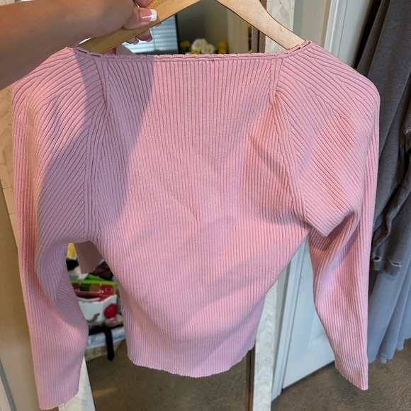 House of Harlow 1960 Pink Fitted Ribbed Blouse - Picture 3 of 6
